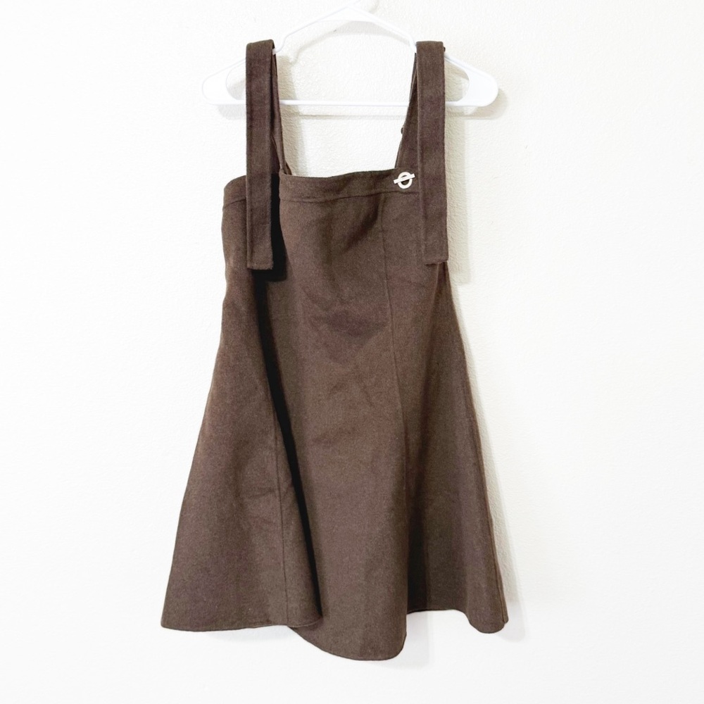NWT Cult Gaia x Gap Collab Chocolate Brown Wool Strappy A-Line Mini Dress - Picture 11 of 14